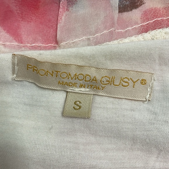 Floral Pink & Cream Blouse 100% Silk Lined Long Sleeve Round Neckline Size S - Picture 7 of 8